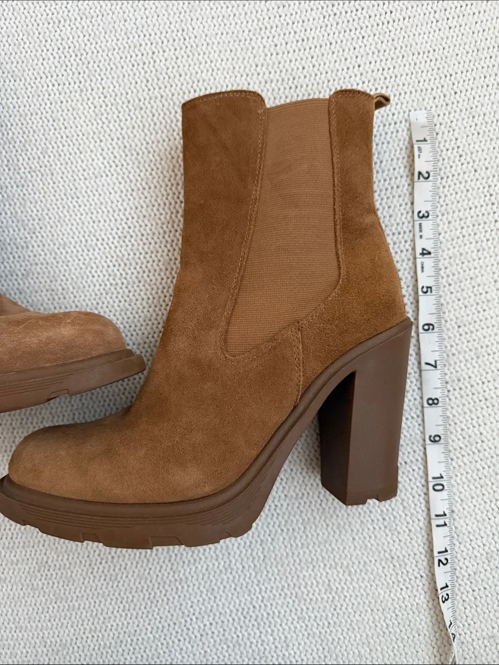 Nine West Ream 2 Chelsea Suede Heeled Boots Brown Size 8.5